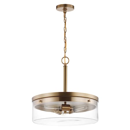 Nuvo Intersection 3-Light Pendant - Burnished Brass with Clear Glass 60/7530